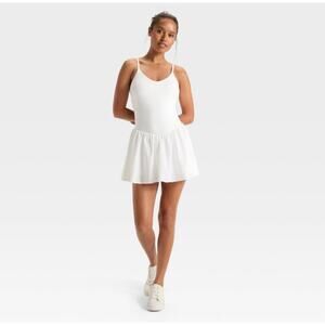 Joylab Women's Large White Sleeveless Mini Dress Drop Waist Activewear Athletic